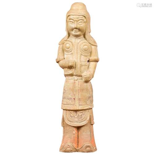 Chinese Pottery Terracotta Warrior Statue Tang Dynasty