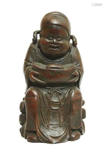 Chinese Bamboo Wood Carved Buddha Figure Qing Dynasty