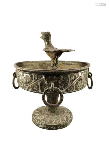 Chinese Silver And Bronze Lamp Ming Dynasty