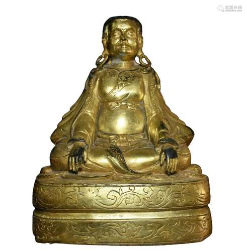 Chinese Gilt Bronze Buddha Figure Qing Dynasty