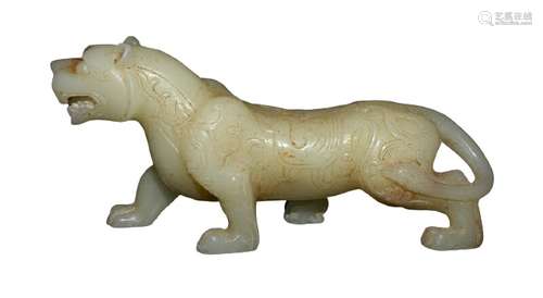 Chinese Natural Hetian Jade Tiger Qing Dynasty