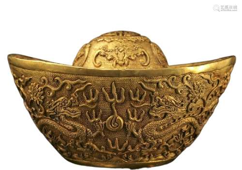 Chinese Gilt Bronze Ingot Qianlong Mark