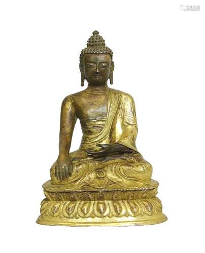 Chinese Gilt Bronze Buddha Figure Ming Dynasty