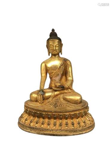 Chinese Gilt Bronze Buddha Figure Qing Dynasty