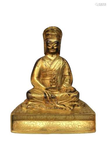 Chinese Gilt Bronze Buddha Figure Qing Dynasty