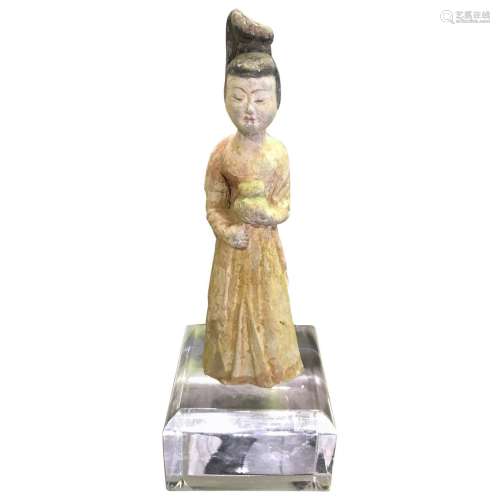 Chinese Pottery Painted Lady Figure Tang Dynasty