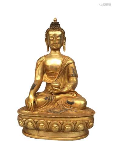 Chinese Gilt Bronze Buddha Figure Qing Dynasty