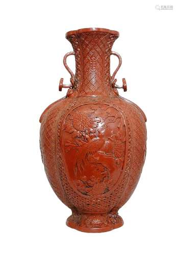 Chinese Red Glaze Porcelain Vase Qianlong Mark