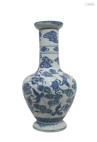 Chinese White And Blue Porcelain Vase