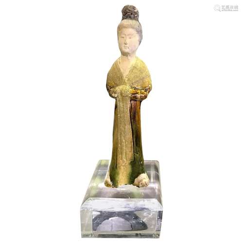 Chinese Pottery Painted Lady Figure Tang Dynasty