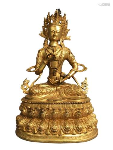 Chinese Gilt Bronze Buddha Figure Qing Dynasty