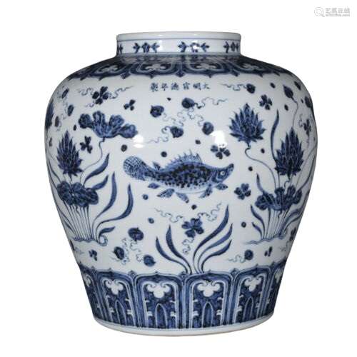 Chinese Blue and White Porcelain Jar Xuande Mark