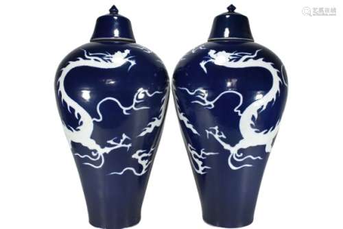Chinese Blue And White Porcelain Vase Pair Ming Dynasty