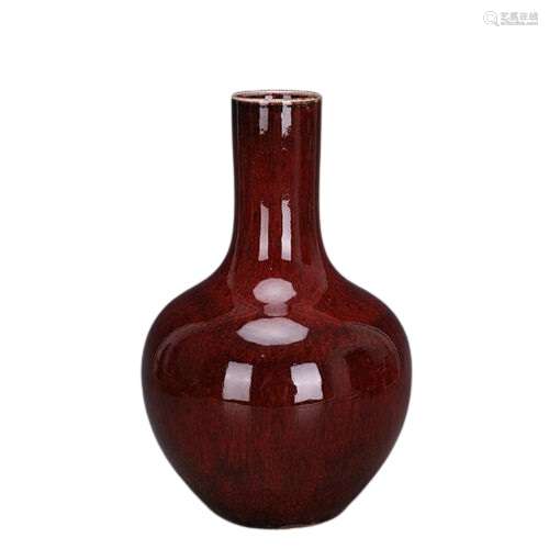 Chinese Red Glaze Porcelain Vase Qing Dynasty