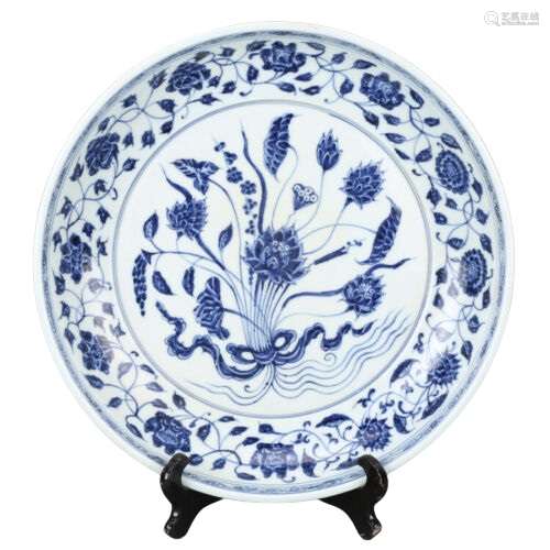 Chinese Blue And White Porcelain Plate Xuande Mark