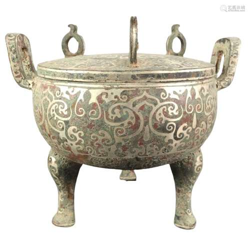 Chinese Silver And Bronze Tripod Censer Ming Dynasty