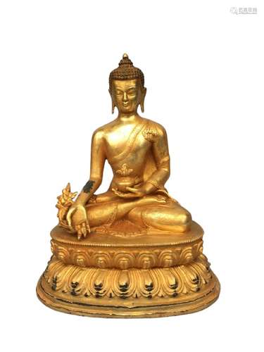 Chinese Gilt Bronze Buddha Figure Qing Dynasty