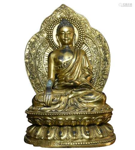 Chinese Gilt Bronze Buddha Figure Qing Dynasty