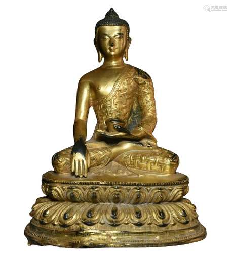 Chinese Gilt Bronze Buddha Figure Qing Dynasty