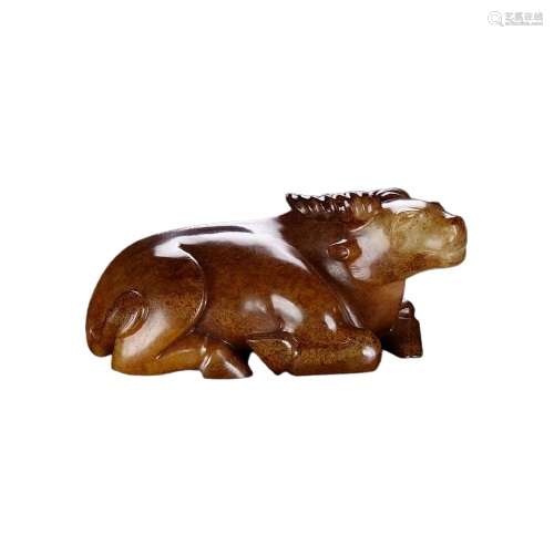 Chinese Natural Hetian Jade Cattle Qing Dynasty