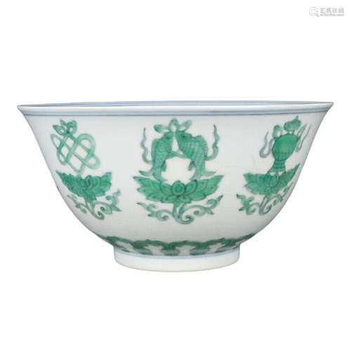 Chinese Green And White Porcelain Bowl Chenghua Mark