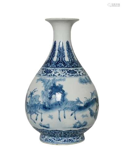 Chinese White And Blue Porcelain Vase Qianlong Mark