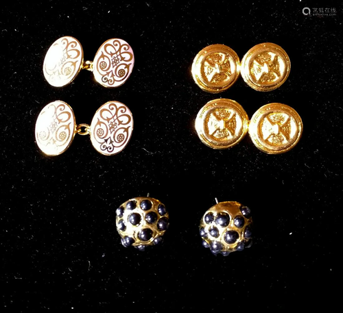 Three pairs of cufflinks