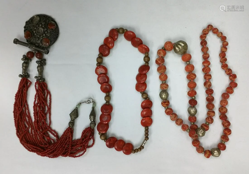 Three Necklaces With Bids and Stones