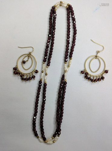 Necklace with Stones and Pair of Earring