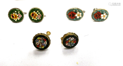 Three Pair Micro Mosaic Earrings