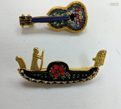 Two Micro Mosaic Brooch