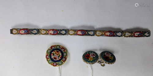 Micro Mosaic Brooch Earrings and Bracelet