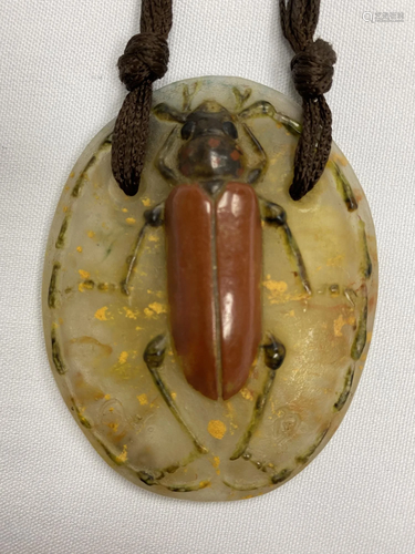 Art Nouveau Pate de Verre Pendant Necklace, Almeric-V.