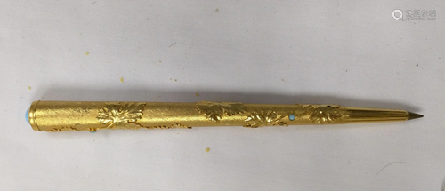 Gold Field Pen with Turquoise