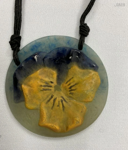 Art Nouveau Pate de Verre Pendant Necklace, Almeric-V.