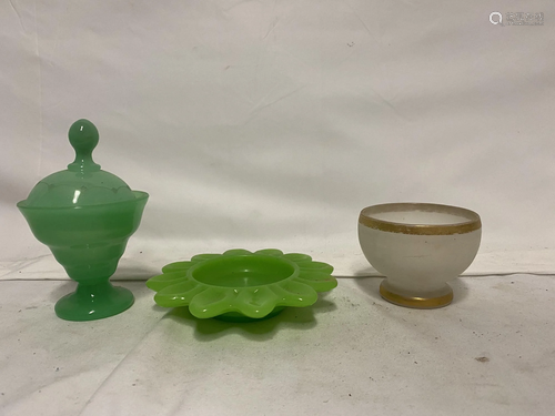 THREE PIECES 19 CENTURY OPALINE GLASSES