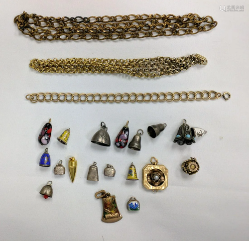 19 pendants/ jewelry decorations and two chains and a