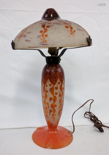 Charles Schneider Le Verre Francais Glass Lamp