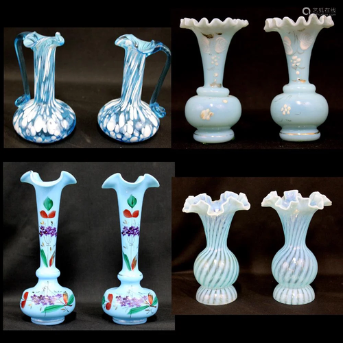 Four (4) Pair Opaque Glass Vases