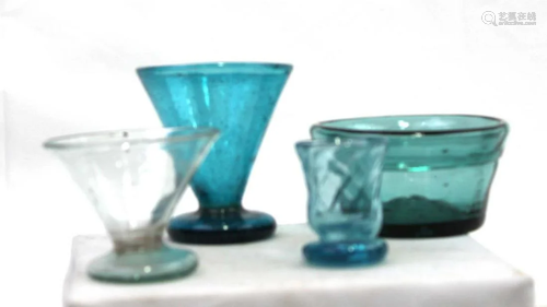 Four pieces Glass cups and Bowl