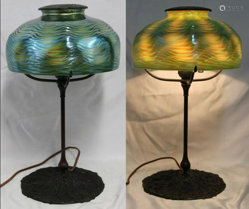 Tiffany Studios Bronze Base With Tiffany Favrile