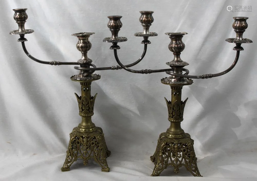 Pair 19 century bronze candleholder by Tiffany and