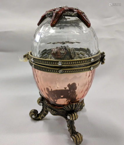 Crystal and Enamel Egg Shape Music Box