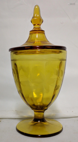 Bohemian Amber Color Cut-to-Clear Covered Cup