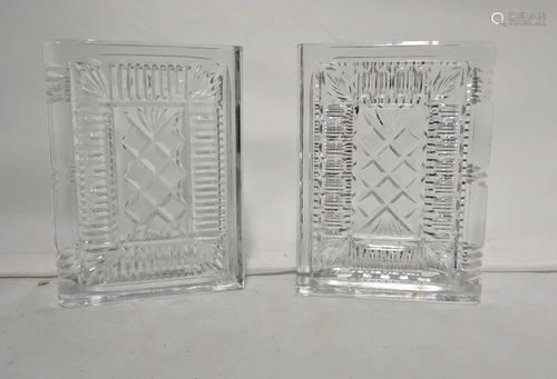 Pair Glass Block Bookends