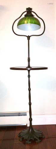 Tiffany Studios Bronze Harp Floor Lamp Base with Favril