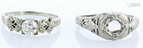 (2) 18K WG Diamond Ring and Setting