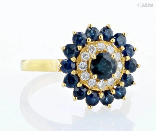 18K Sapphire Diamond Cocktail Ring