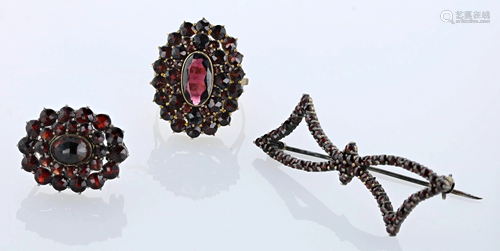 (3) Pc Lot Bohemian Garnet Jewelry