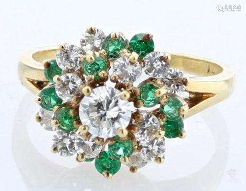 18K Diamond Emerald Cocktail Ring